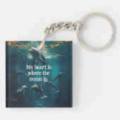 Mijn hart is waar de oceaan een aangepaste sleutel sleutelhanger (Achterkant)