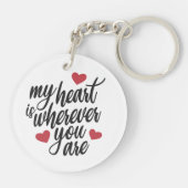 Mijn hart is waar je ook bent Valentijn | Button S Sleutelhanger (Achterkant)