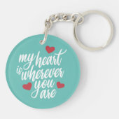 Mijn hart is waar je ook bent Valentijn | Button S Sleutelhanger (Achterkant)