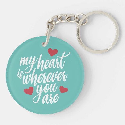 Mijn hart is waar je ook bent Valentijn | Button S Sleutelhanger (Achterkant)