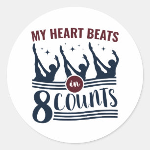 Mijn hart klopt in 8 counts gesynchroniseerd zwemm ronde sticker