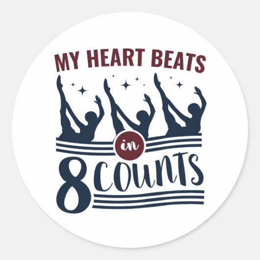 Mijn hart klopt in 8 counts gesynchroniseerd zwemm ronde sticker (Voorkant)