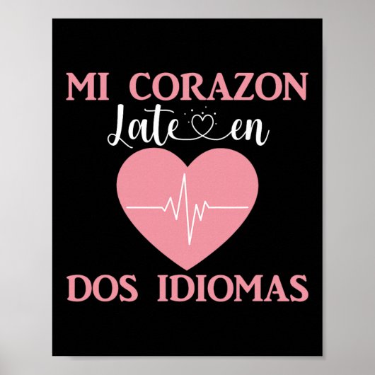 Mijn hart klopt in twee talen Valentijnskaart twee Poster (Voorkant)