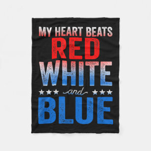 Mijn hart klopt rood wit en blauw Amerikaanse vlag Fleece Deken