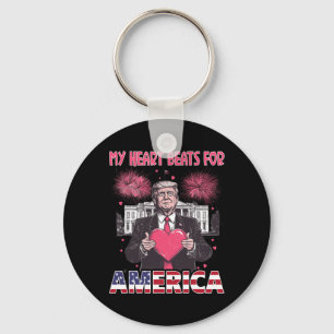 Mijn hart klopt voor Amerika Trump Valentijnsdag 1 Sleutelhanger
