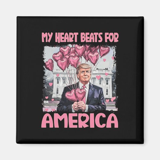Mijn hart klopt voor Amerika Trump Valentijnsdag Magneet (Voorkant)