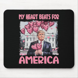 Mijn hart klopt voor Amerika Trump Valentijnsdag Muismat