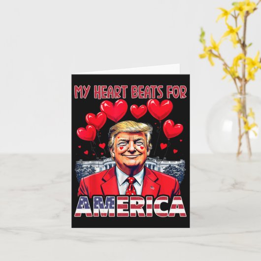 Mijn hart klopt voor Amerika Trump Valentijnsdag U Kaart (Gele Bloem)