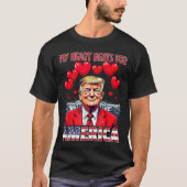 Mijn hart klopt voor Amerika Trump Valentijnsdag U T-shirt (Voorkant)