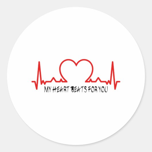 Mijn hart klopt voor jou! ronde sticker (Voorkant)