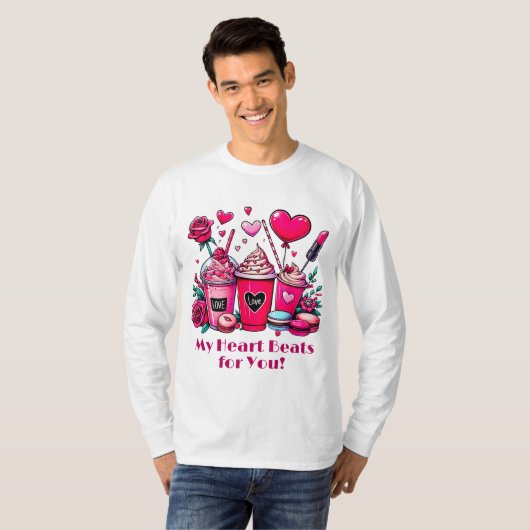Mijn hart klopt voor jou Valentijnsdag T-shirt (Voorkant volledig)