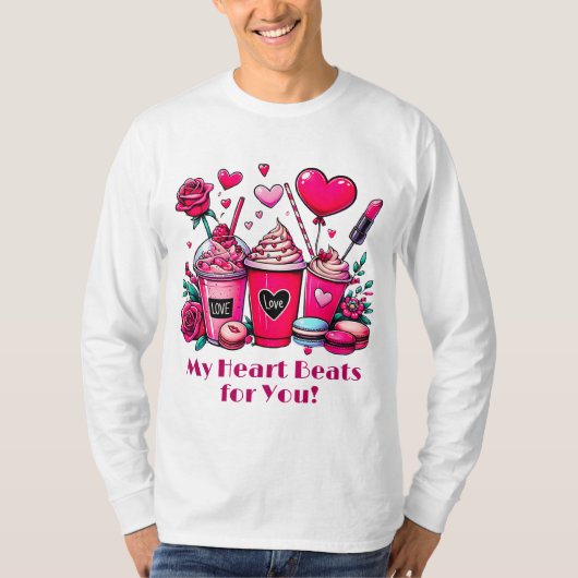 Mijn hart klopt voor jou Valentijnsdag T-shirt (Voorkant)