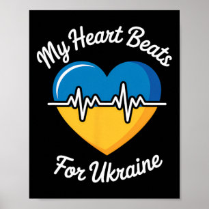 Mijn hart klopt voor Oekraïne Hart Oekraïense vlag Poster