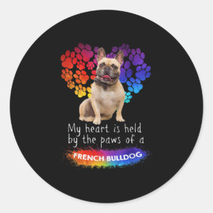 Mijn hart ligt bij de poten van een Franse hond Ronde Sticker