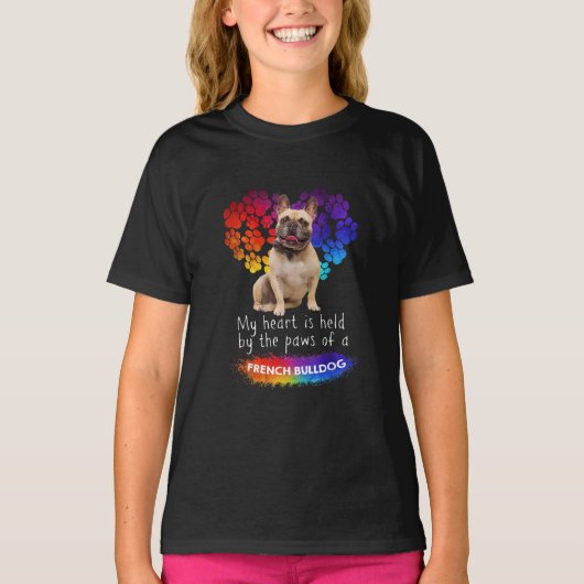 Mijn hart ligt bij de poten van een Franse hond T-shirt (Voorkant)