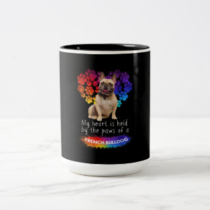 Mijn hart ligt bij de poten van een Franse hond Tweekleurige Koffiemok