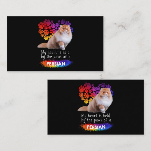Mijn hart ligt bij de poten van een perzisch kat visitekaartje (Voorkant / Achterkant)
