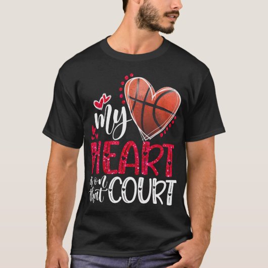 Mijn hart ligt bij die Valentijnse basketbalwedstr T-shirt (Voorkant)