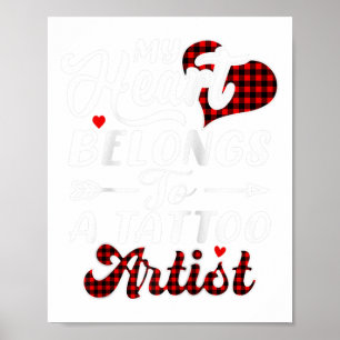 Mijn hart ligt bij een Tattoo artiest Shirt Valent Poster