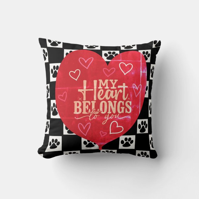 Mijn hart ligt bij jouw pootafdruk kussen (Voorkant)