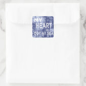 Mijn hart ligt buiten in het Zee Vierkante Sticker (Tas)