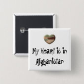 Mijn hart ligt in Afghanistan. Vierkante Button 5,1 Cm (Voorkant /achterkant)
