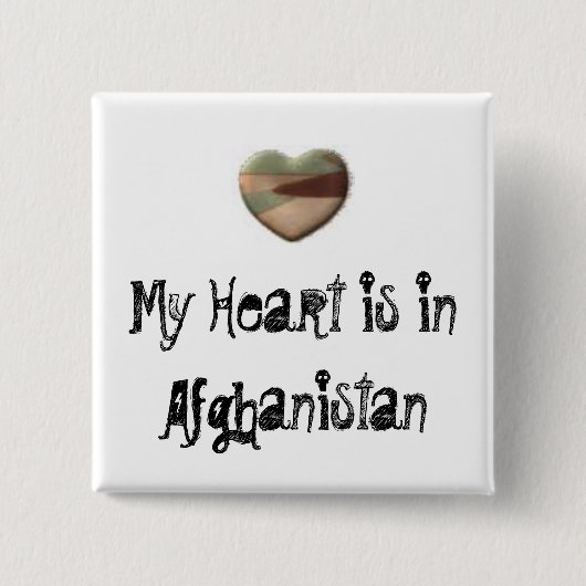 Mijn hart ligt in Afghanistan. Vierkante Button 5,1 Cm (Voorkant)