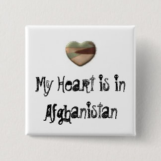 Mijn hart ligt in Afghanistan. Vierkante Button 5,1 Cm