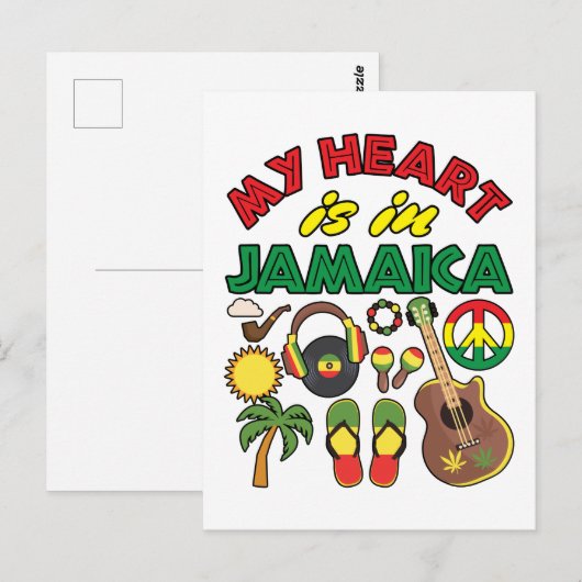 Mijn hart ligt in Jamaica Briefkaart (Voorkant / Achterkant)