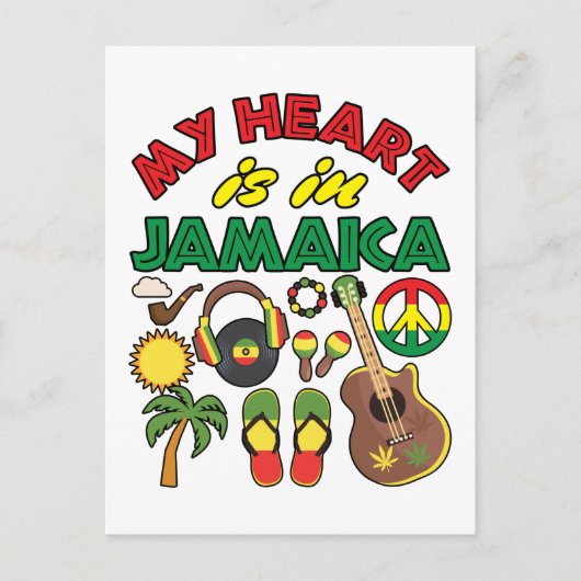 Mijn hart ligt in Jamaica Briefkaart (Voorkant)
