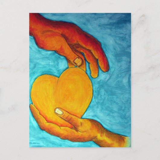 Mijn hart ligt in je handen. briefkaart (Voorkant)