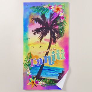 Mijn hart ligt in Tahiti Beach Towel Strandlaken