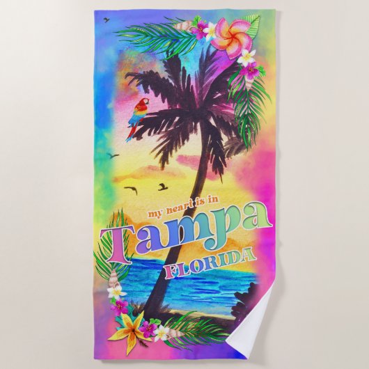 Mijn hart ligt in Tampa Beach Towel. Strandlaken (Voorkant)