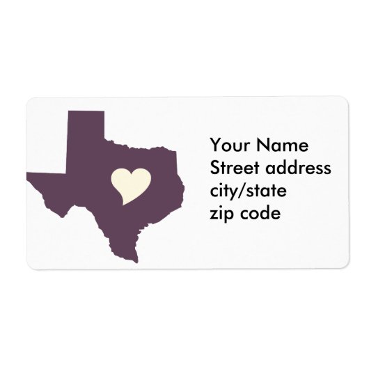 Mijn hart ligt in Texas Etiket (Voorkant)