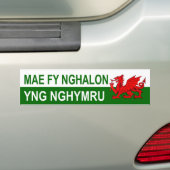 Mijn hart ligt in Wales Bumpersticker (Op auto)