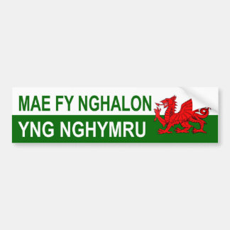 Mijn hart ligt in Wales Bumpersticker
