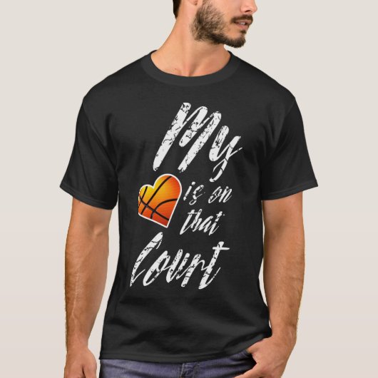 Mijn hart ligt op dat Court Basketball Mam Mannen T-shirt (Voorkant)