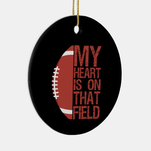 Mijn hart ligt op dat Field American Football Love Keramisch Ornament (Rechts)
