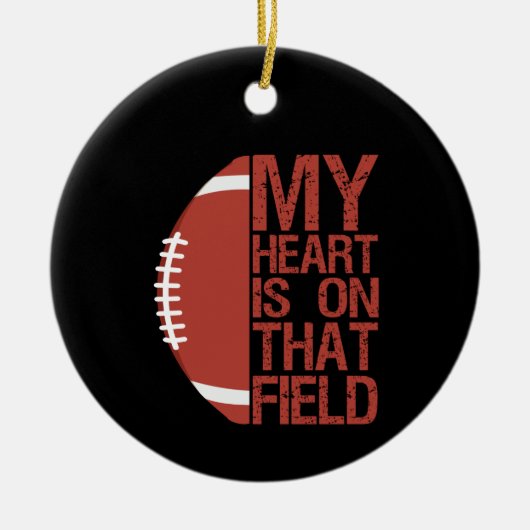 Mijn hart ligt op dat Field American Football Love Keramisch Ornament (Voorkant)