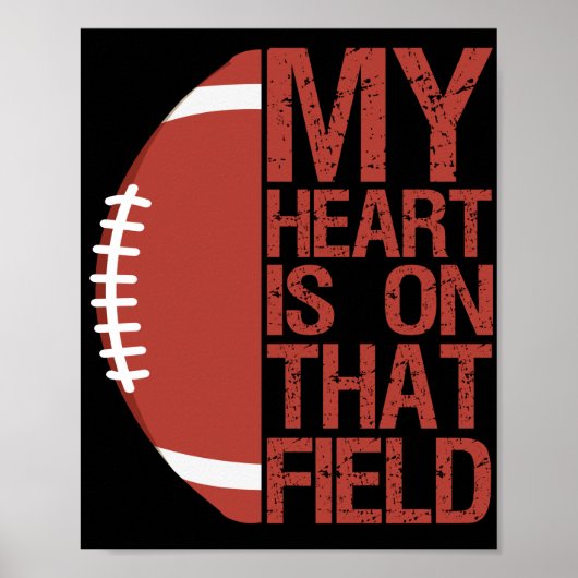 Mijn hart ligt op dat Field American Football Love Poster (Voorkant)
