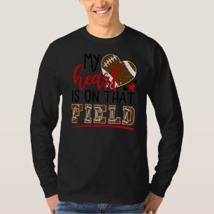 Mijn hart ligt op dat Football Mam Sports Herfst T-shirt