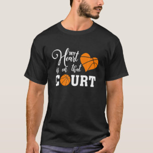Mijn hart ligt op dat plein van Basketball mama pa T-shirt