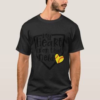 Mijn hart ligt op dat softbalveld - zachte, grappi t-shirt