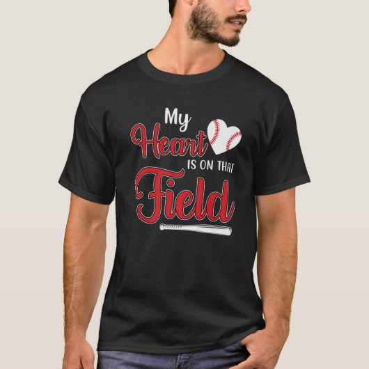 Mijn hart ligt op dat veld-honkbal-softbalmama t-shirt (Voorkant)