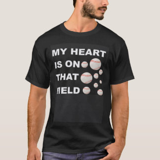 Mijn hart ligt op dat veld honkbal t-shirt