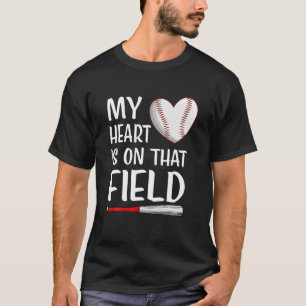 Mijn hart ligt op dat veld honkbal voor Softball m T-shirt