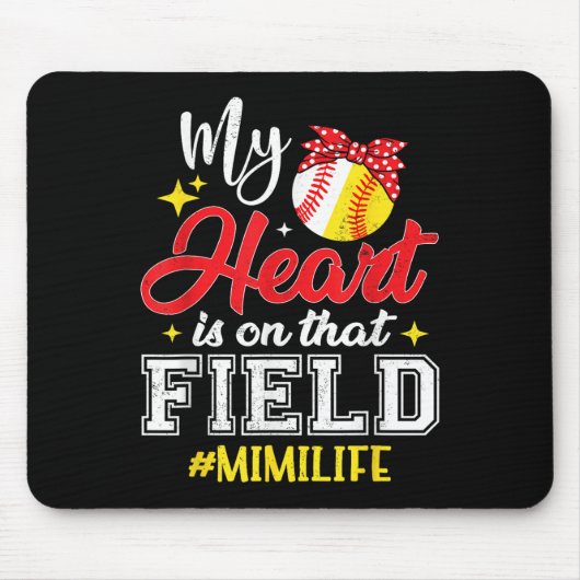 Mijn hart ligt op dat veld softbal Mimi Muismat (Voorkant)