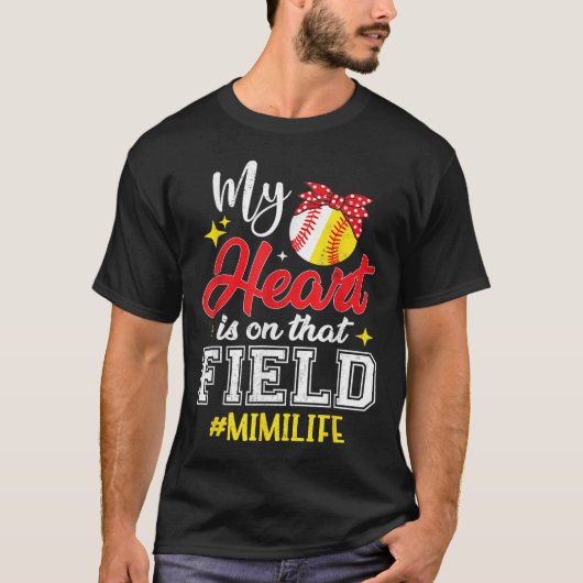 Mijn hart ligt op dat veld softbal Mimi T-shirt (Voorkant)