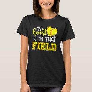 Mijn hart ligt op dat veld softbal schattig softba t-shirt