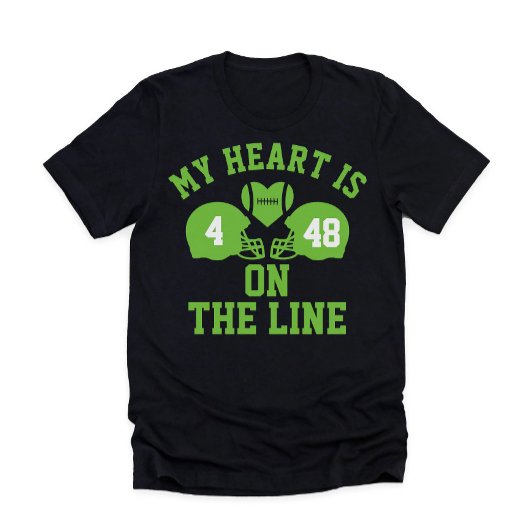 Mijn hart ligt op de lijn Football 2 speler T-shirt